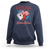 Chicka Boom Boom Patriotic Chicken Sweatshirt Funny Patriotic 4th of July Red White and Blue Farm - Wonder Print Shop