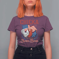 Chicka Boom Boom Patriotic Chicken T Shirt For Women Funny Patriotic 4th of July Red White and Blue Farm - Wonder Print Shop