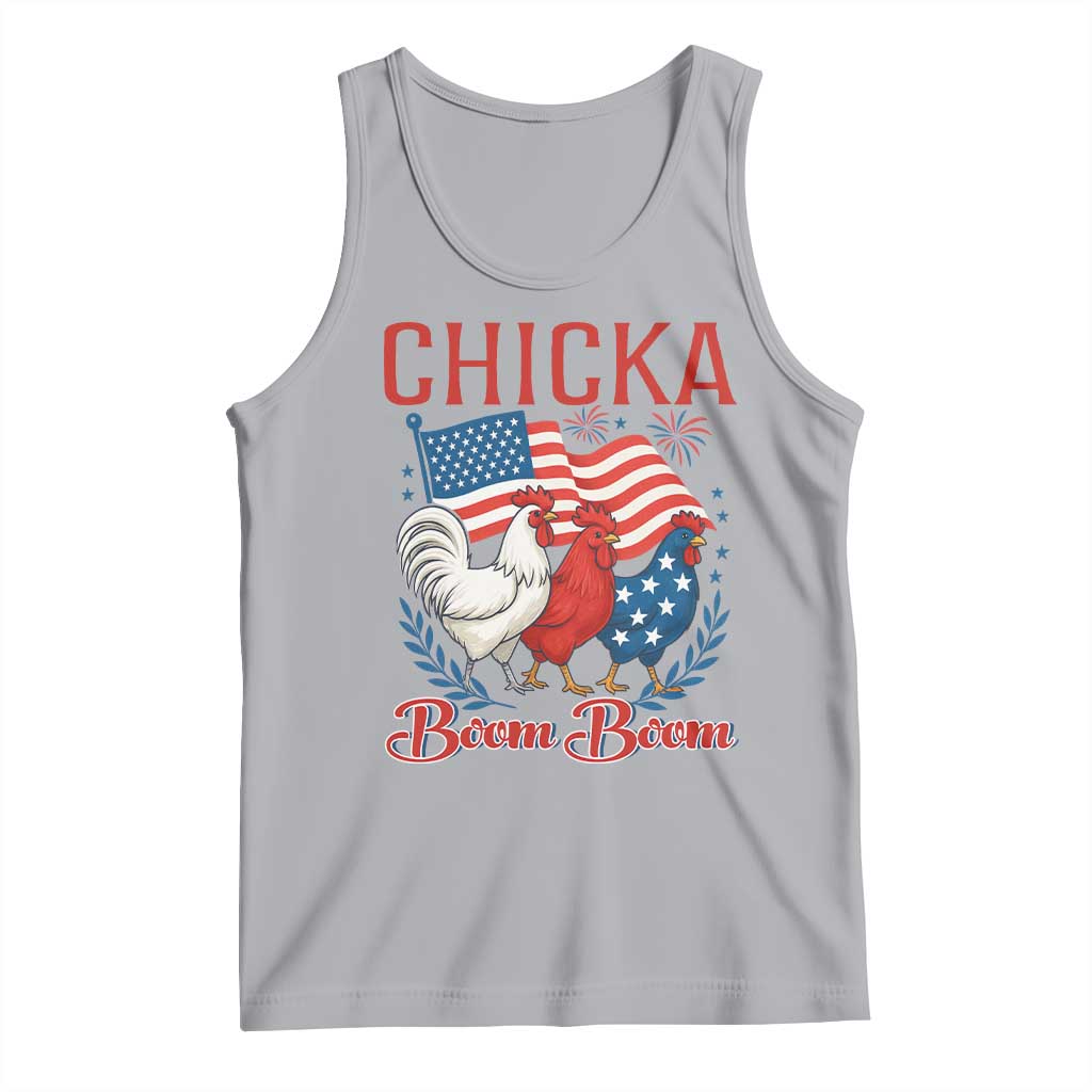 Chicka Boom Boom Patriotic Chicken Tank Top Funny Patriotic 4th of July Red White and Blue Farm - Wonder Print Shop