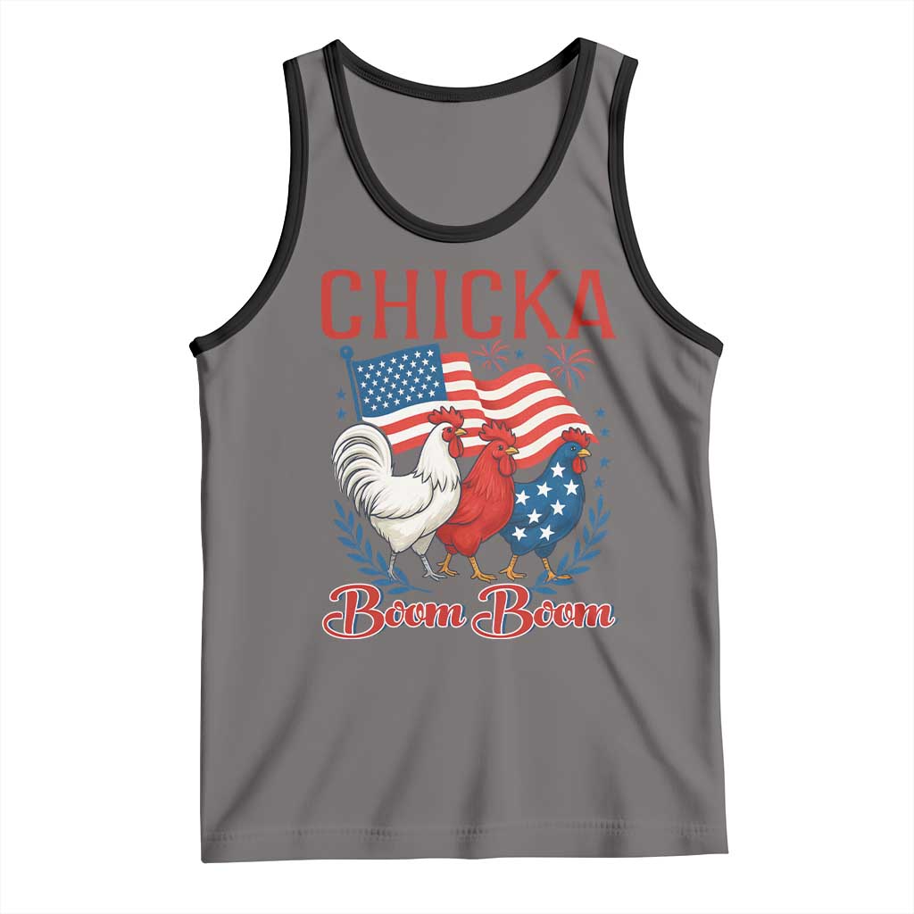 Chicka Boom Boom Patriotic Chicken Tank Top Funny Patriotic 4th of July Red White and Blue Farm - Wonder Print Shop