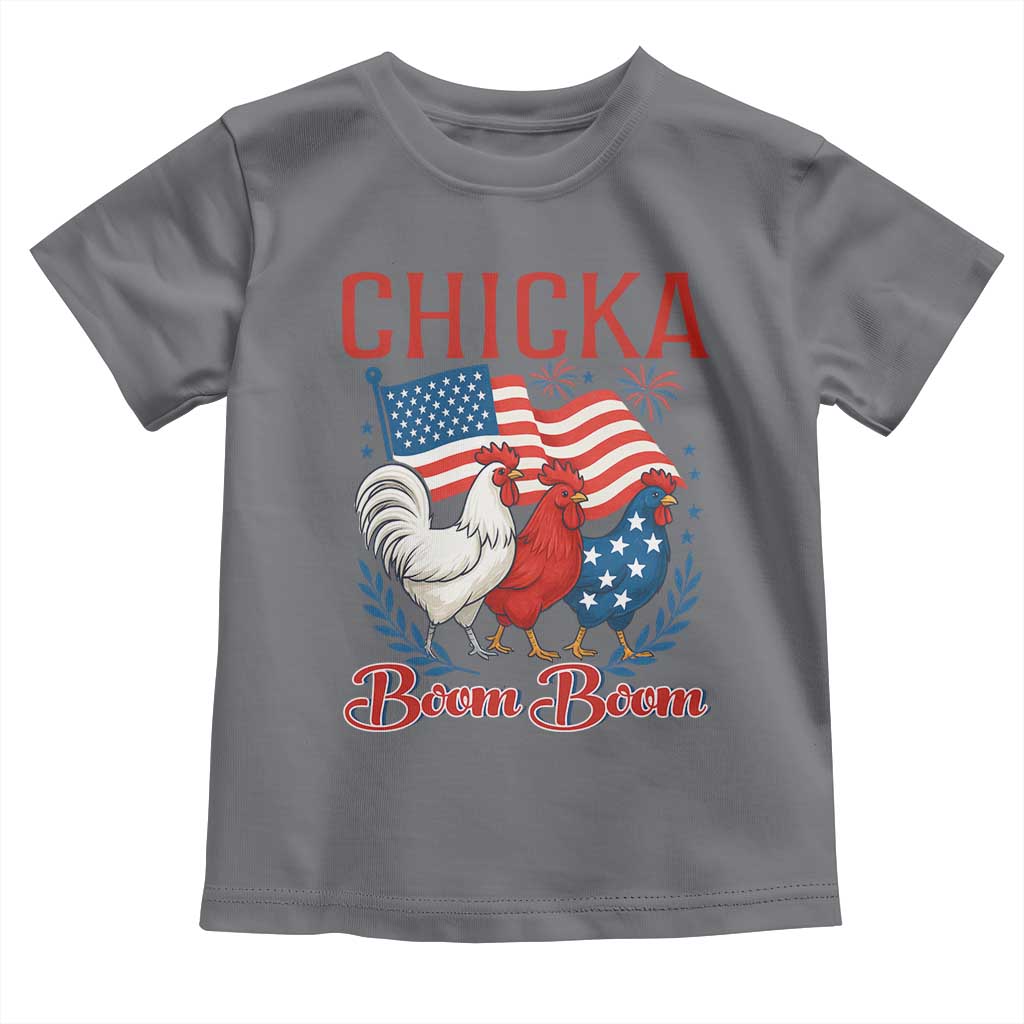 Chicka Boom Boom Patriotic Chicken Toddler T Shirt Funny Patriotic 4th of July Red White and Blue Farm - Wonder Print Shop