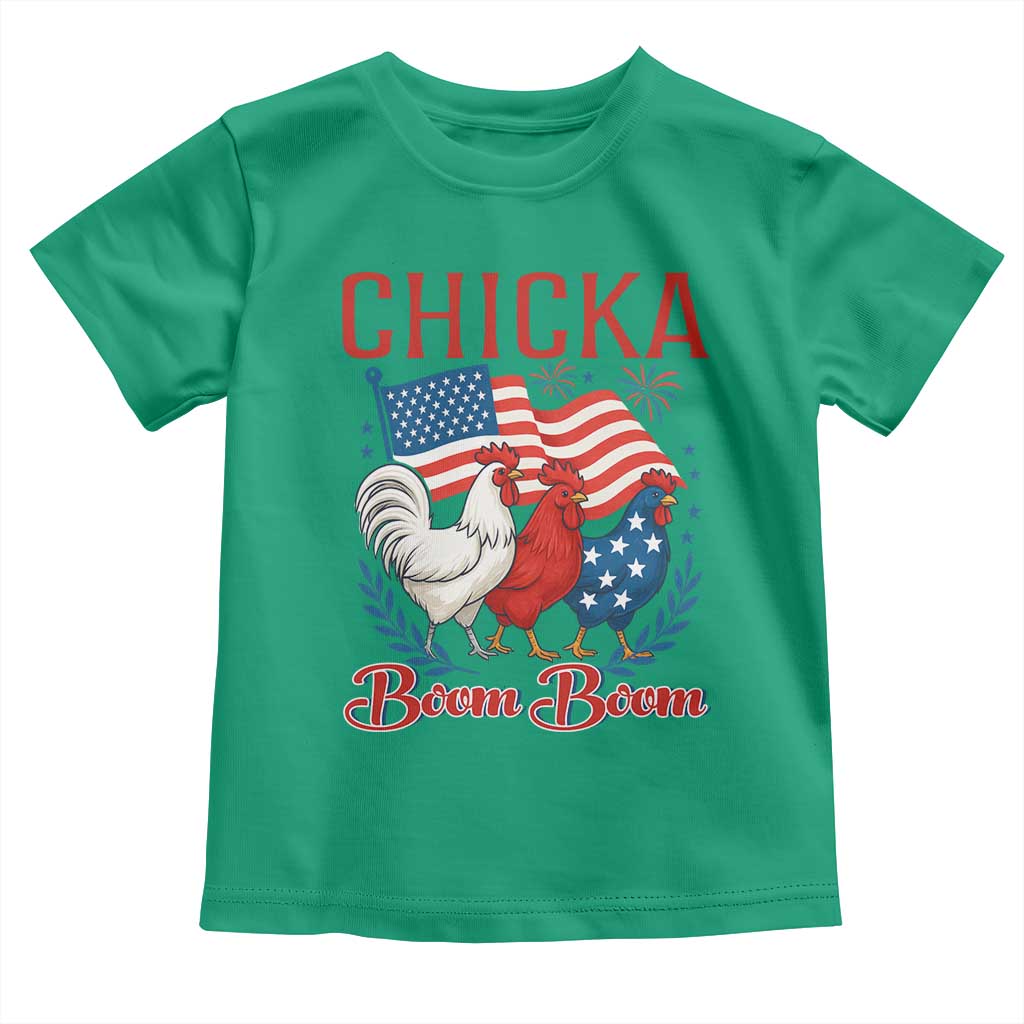 Chicka Boom Boom Patriotic Chicken Toddler T Shirt Funny Patriotic 4th of July Red White and Blue Farm - Wonder Print Shop