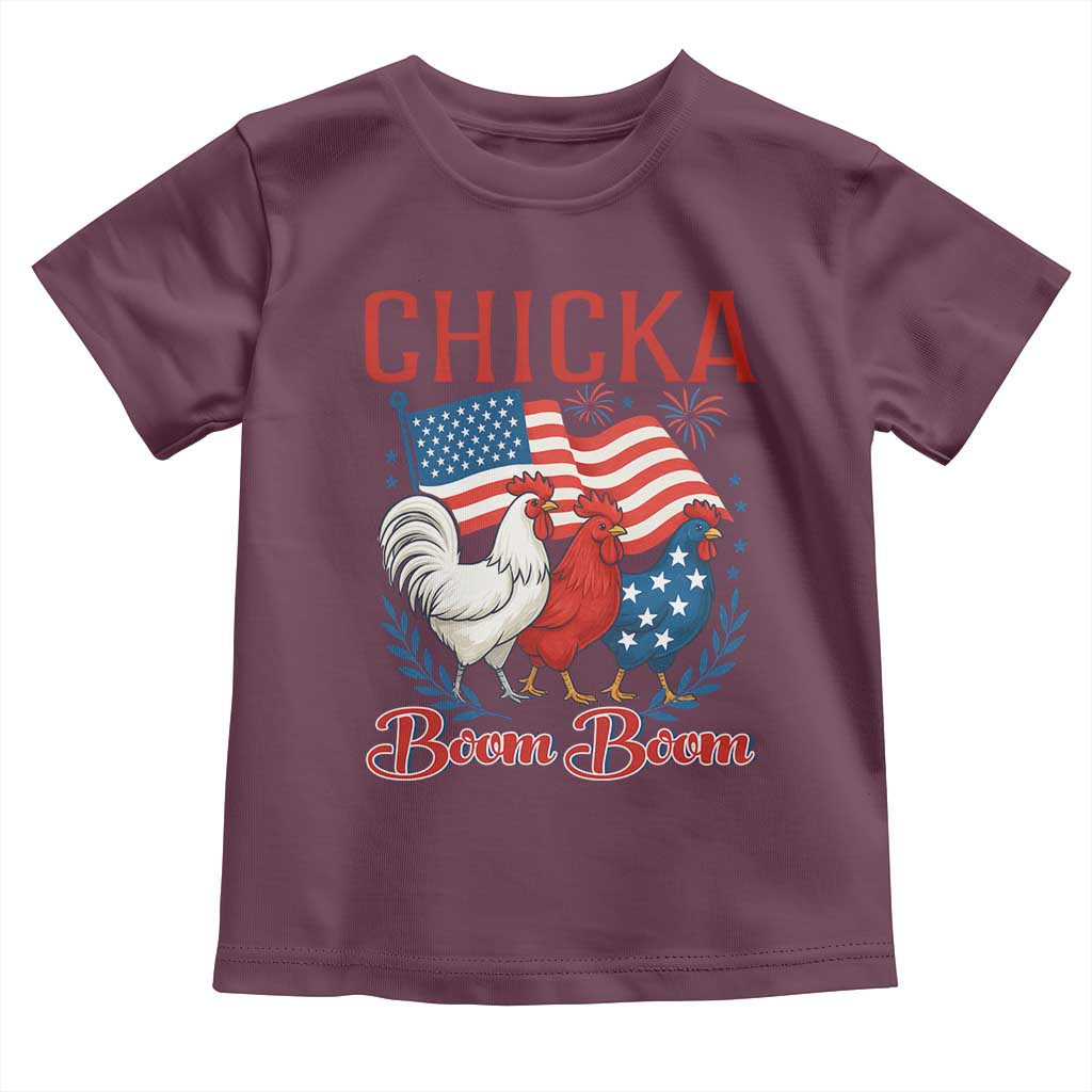 Chicka Boom Boom Patriotic Chicken Toddler T Shirt Funny Patriotic 4th of July Red White and Blue Farm - Wonder Print Shop