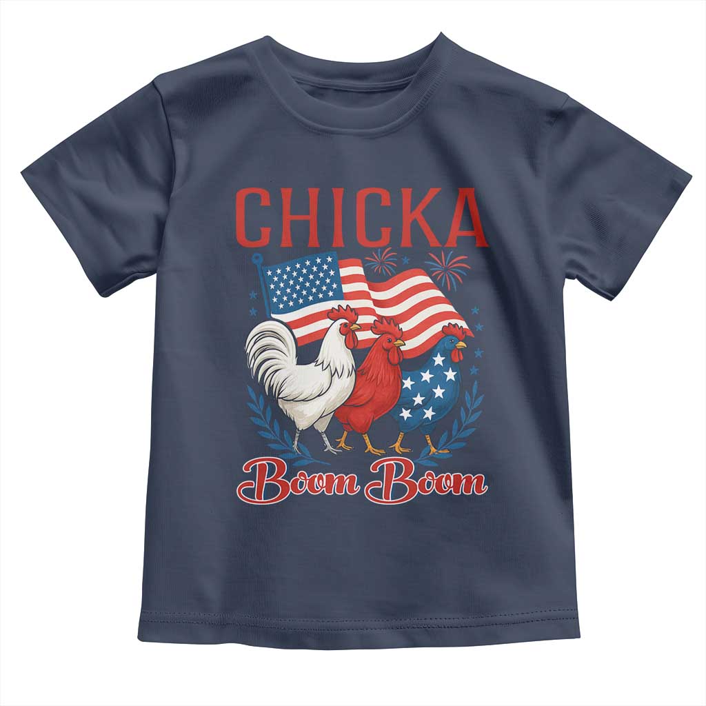 Chicka Boom Boom Patriotic Chicken Toddler T Shirt Funny Patriotic 4th of July Red White and Blue Farm - Wonder Print Shop