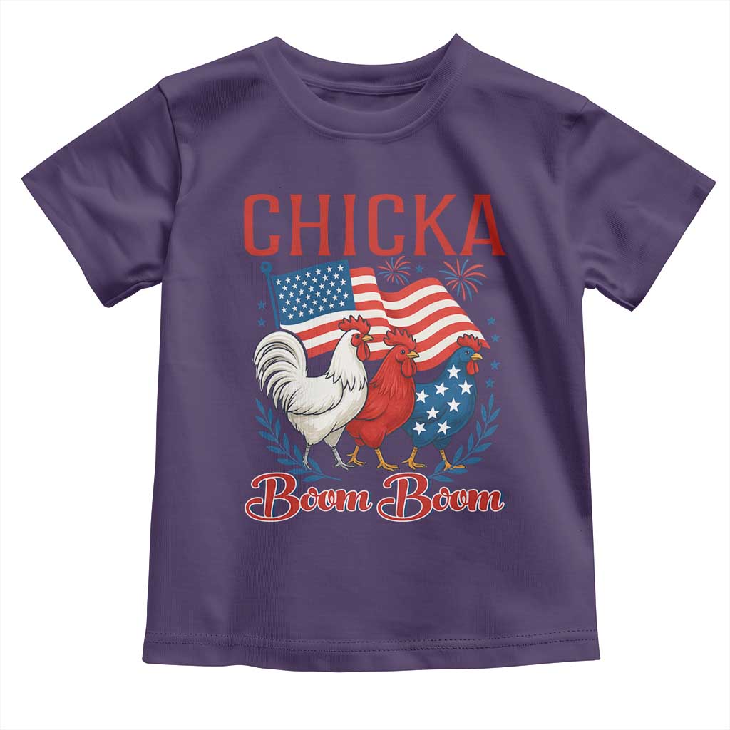 Chicka Boom Boom Patriotic Chicken Toddler T Shirt Funny Patriotic 4th of July Red White and Blue Farm - Wonder Print Shop