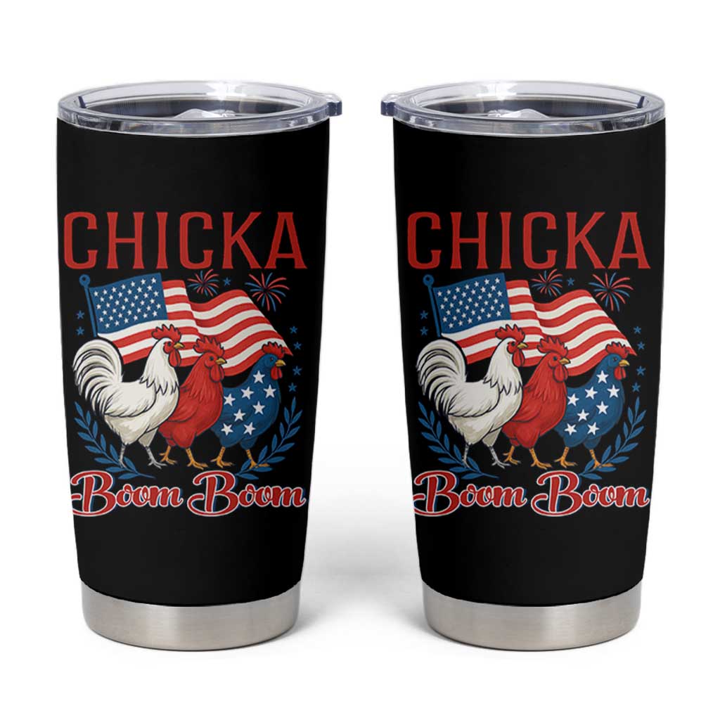 Chicka Boom Boom Patriotic Chicken Tumbler Cup Funny Patriotic 4th of July Red White and Blue Farm - Wonder Print Shop