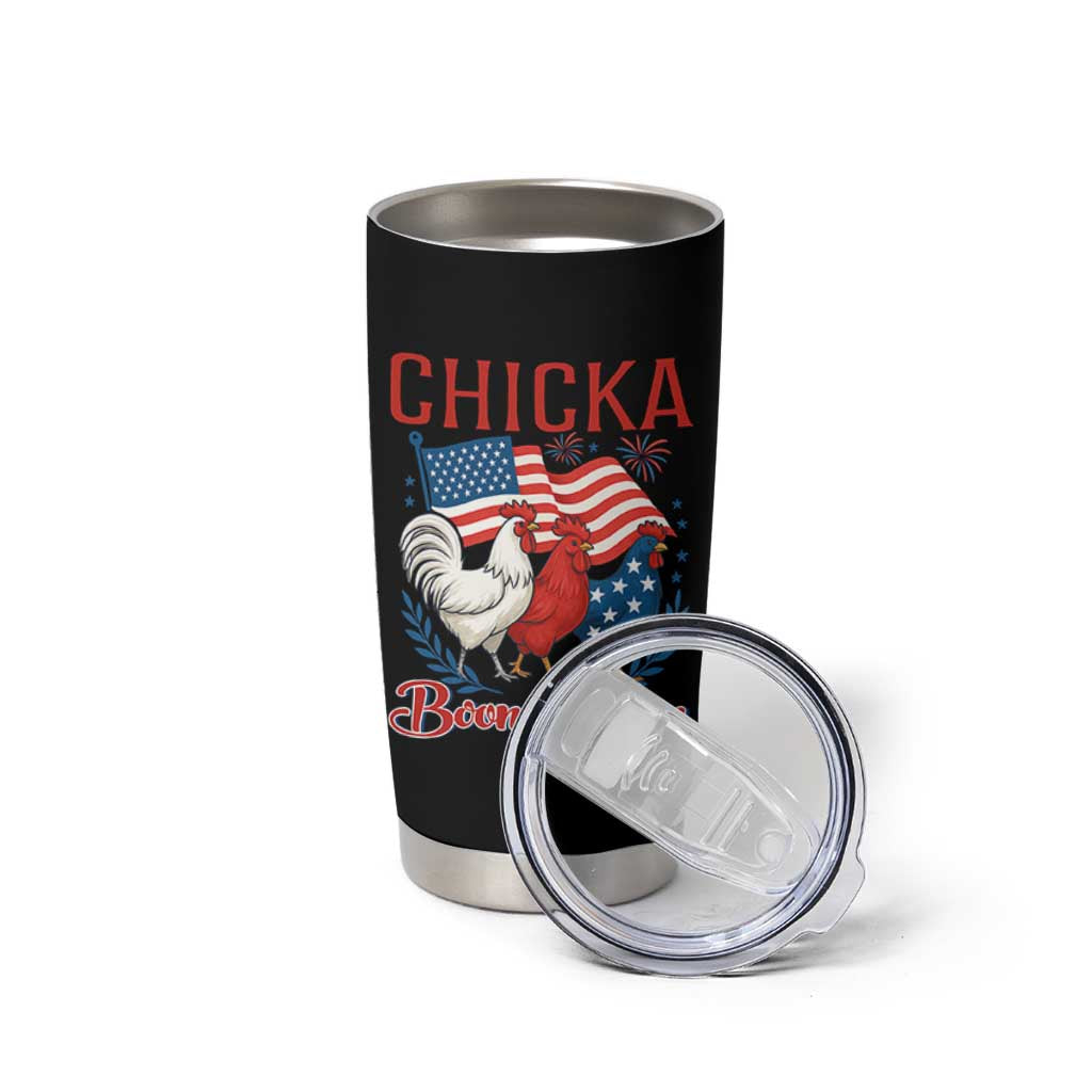 Chicka Boom Boom Patriotic Chicken Tumbler Cup Funny Patriotic 4th of July Red White and Blue Farm - Wonder Print Shop