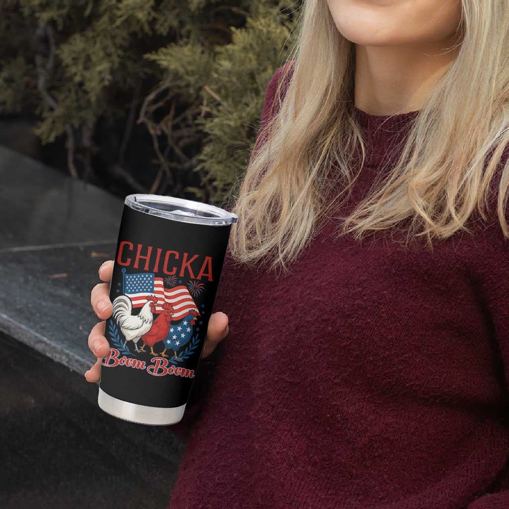 Chicka Boom Boom Patriotic Chicken Tumbler Cup Funny Patriotic 4th of July Red White and Blue Farm - Wonder Print Shop