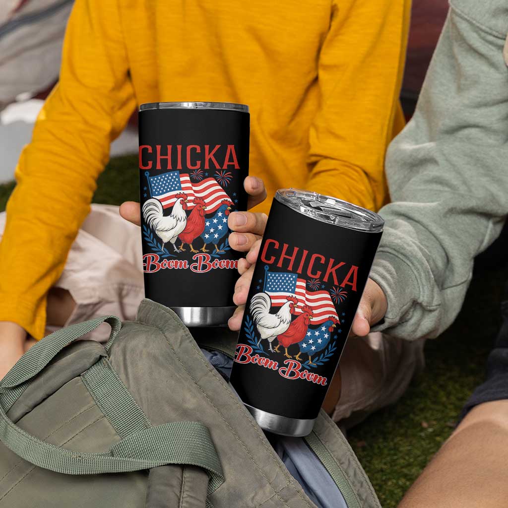 Chicka Boom Boom Patriotic Chicken Tumbler Cup Funny Patriotic 4th of July Red White and Blue Farm - Wonder Print Shop