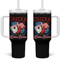 Chicka Boom Boom Patriotic Chicken Tumbler With Handle Funny Patriotic 4th of July Red White and Blue Farm - Wonder Print Shop