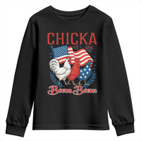 Chicka Boom Boom Patriotic Chicken Youth Sweatshirt Funny Patriotic 4th of July Red White and Blue Farm - Wonder Print Shop
