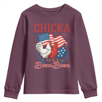 Chicka Boom Boom Patriotic Chicken Youth Sweatshirt Funny Patriotic 4th of July Red White and Blue Farm - Wonder Print Shop