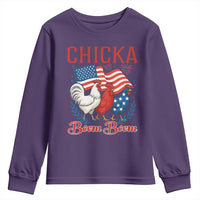 Chicka Boom Boom Patriotic Chicken Youth Sweatshirt Funny Patriotic 4th of July Red White and Blue Farm - Wonder Print Shop