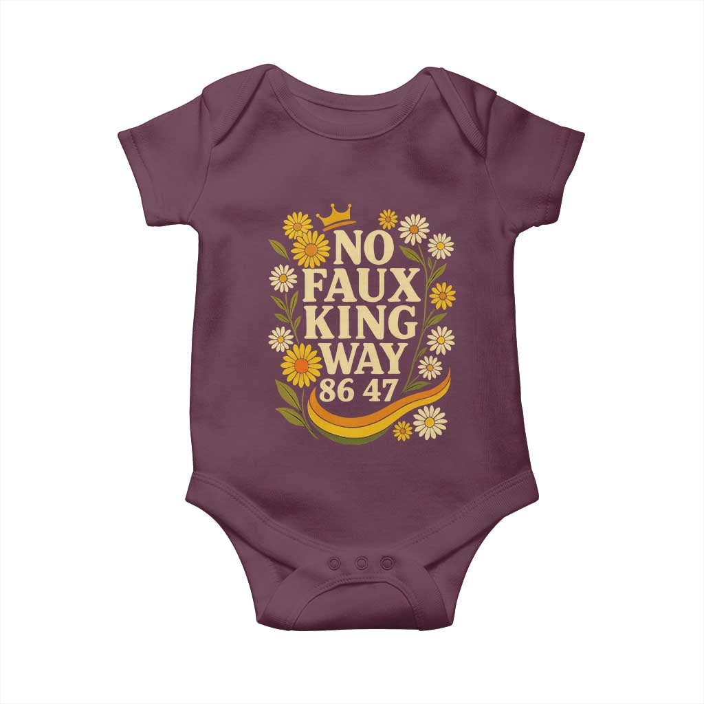No Faux King Way 8647 Baby Onesie Subtle Resist 70s Retro Floral - Wonder Print Shop