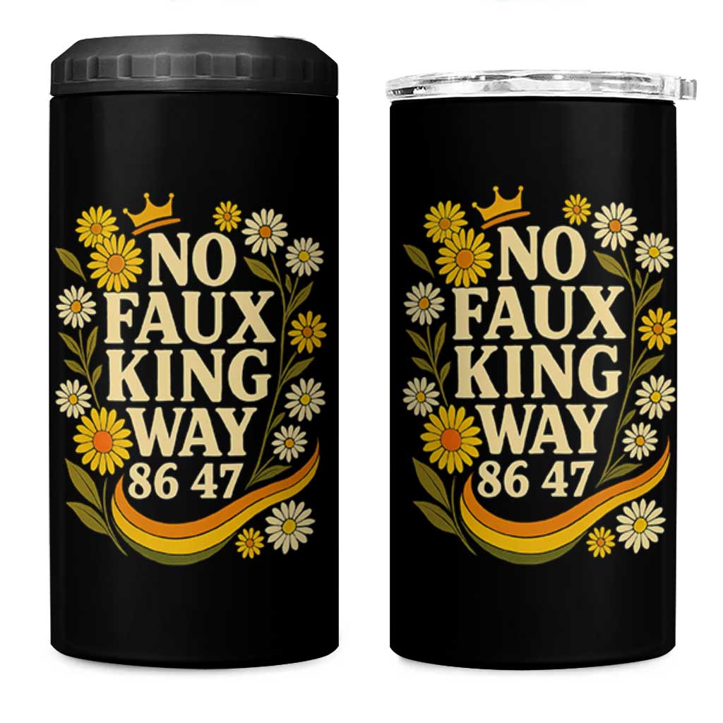 No Faux King Way 8647 4 in 1 Can Cooler Tumbler Subtle Resist 70s Retro Floral - Wonder Print Shop