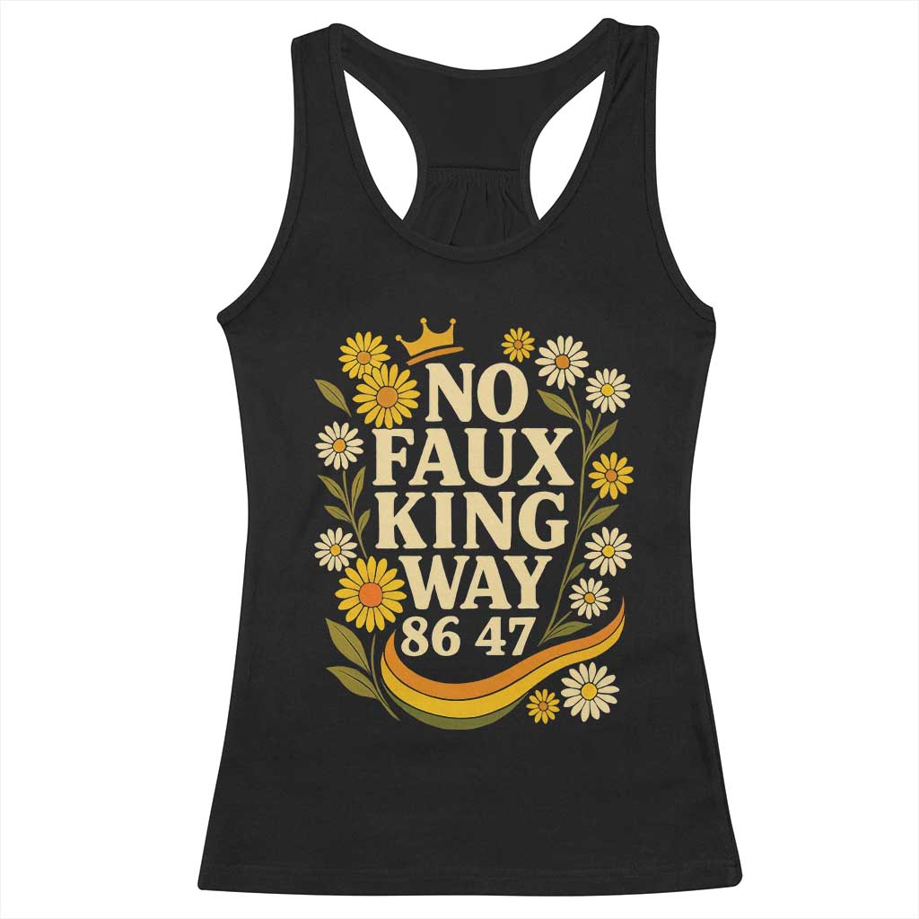 No Faux King Way 8647 Racerback Tank Top Subtle Resist 70s Retro Floral - Wonder Print Shop