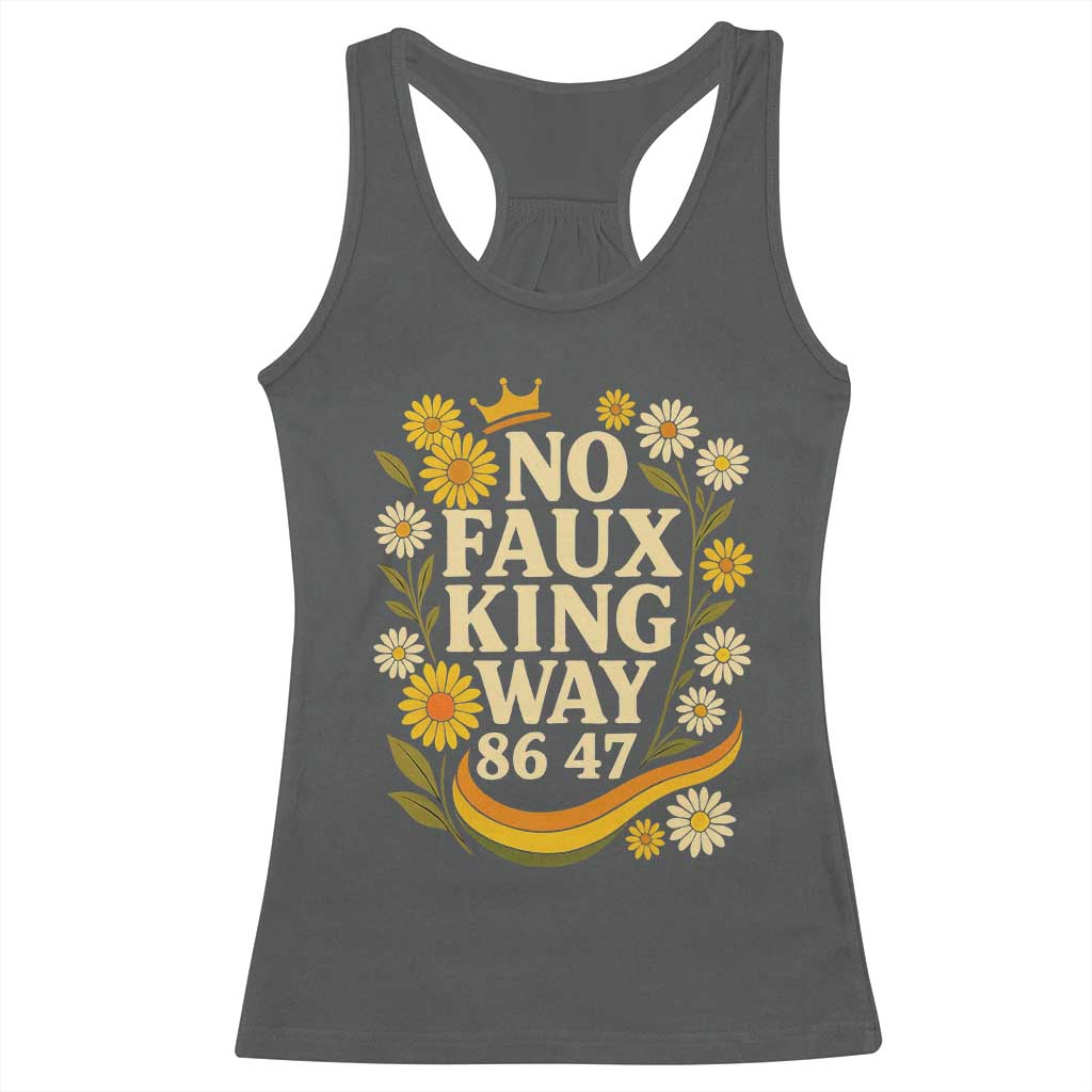 No Faux King Way 8647 Racerback Tank Top Subtle Resist 70s Retro Floral - Wonder Print Shop
