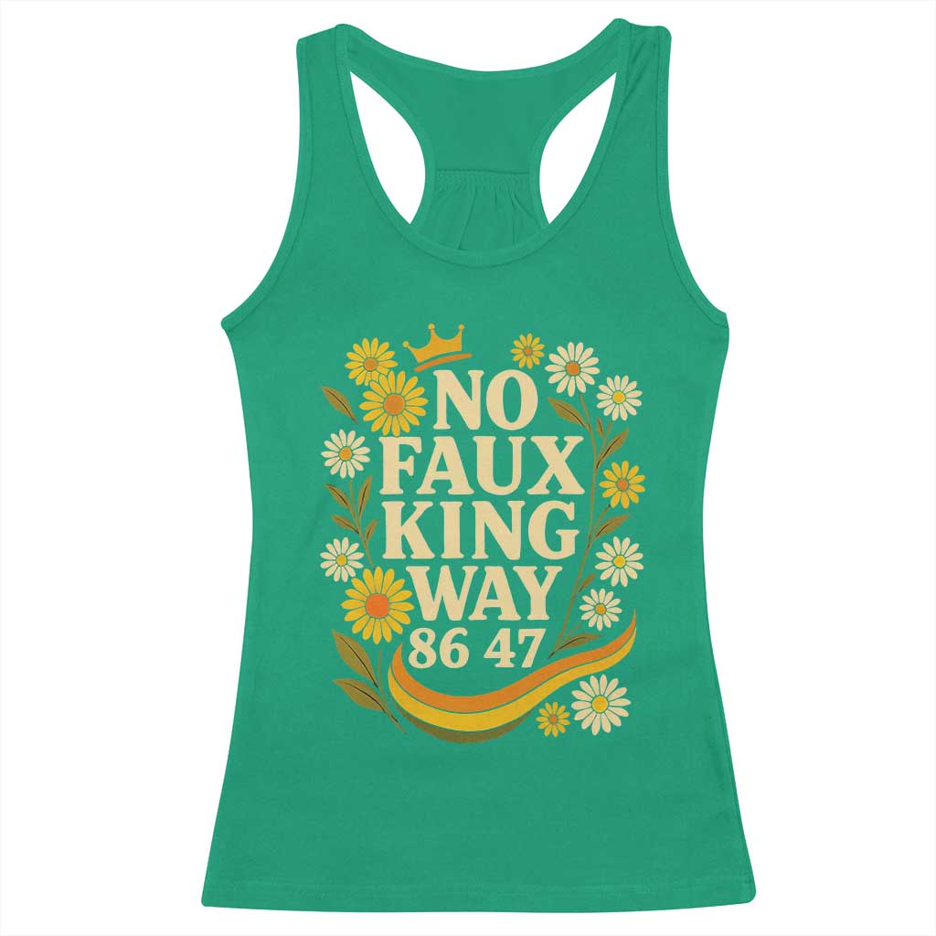 No Faux King Way 8647 Racerback Tank Top Subtle Resist 70s Retro Floral - Wonder Print Shop