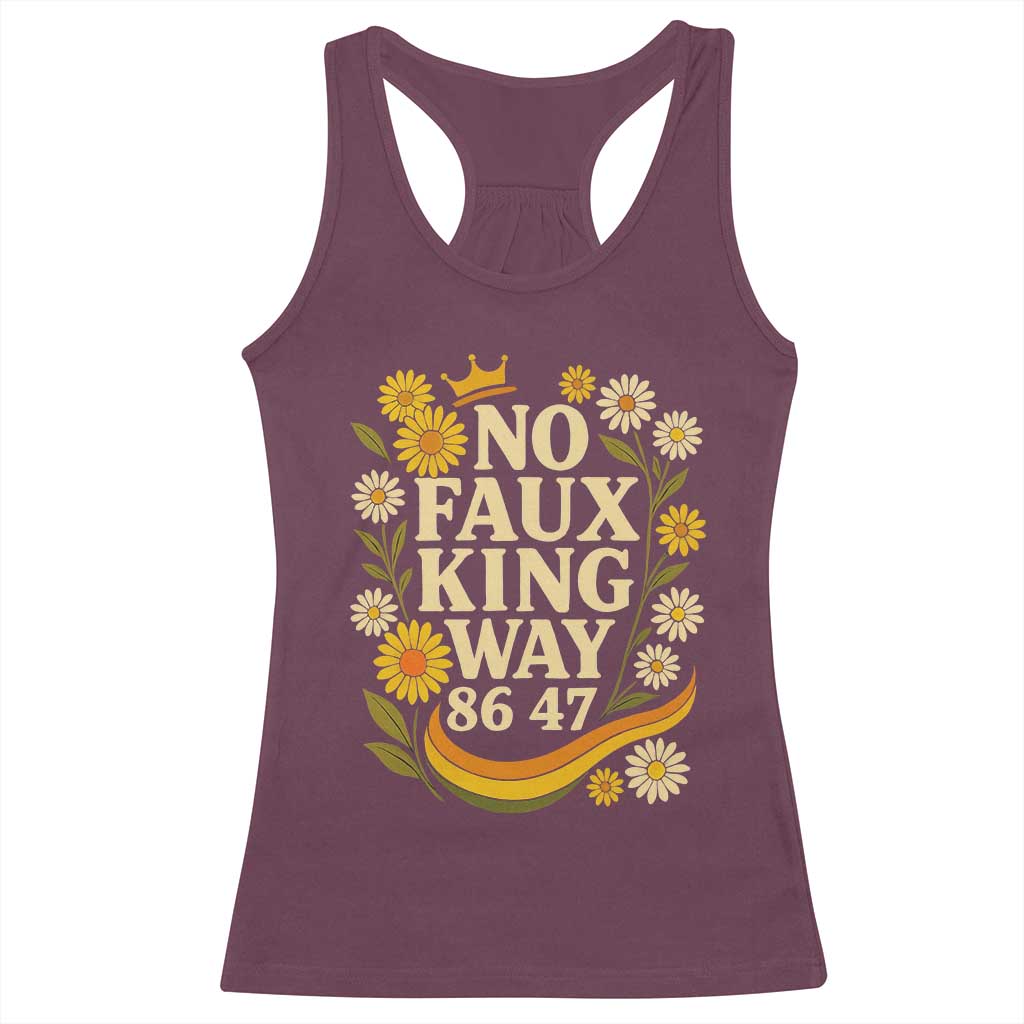 No Faux King Way 8647 Racerback Tank Top Subtle Resist 70s Retro Floral - Wonder Print Shop
