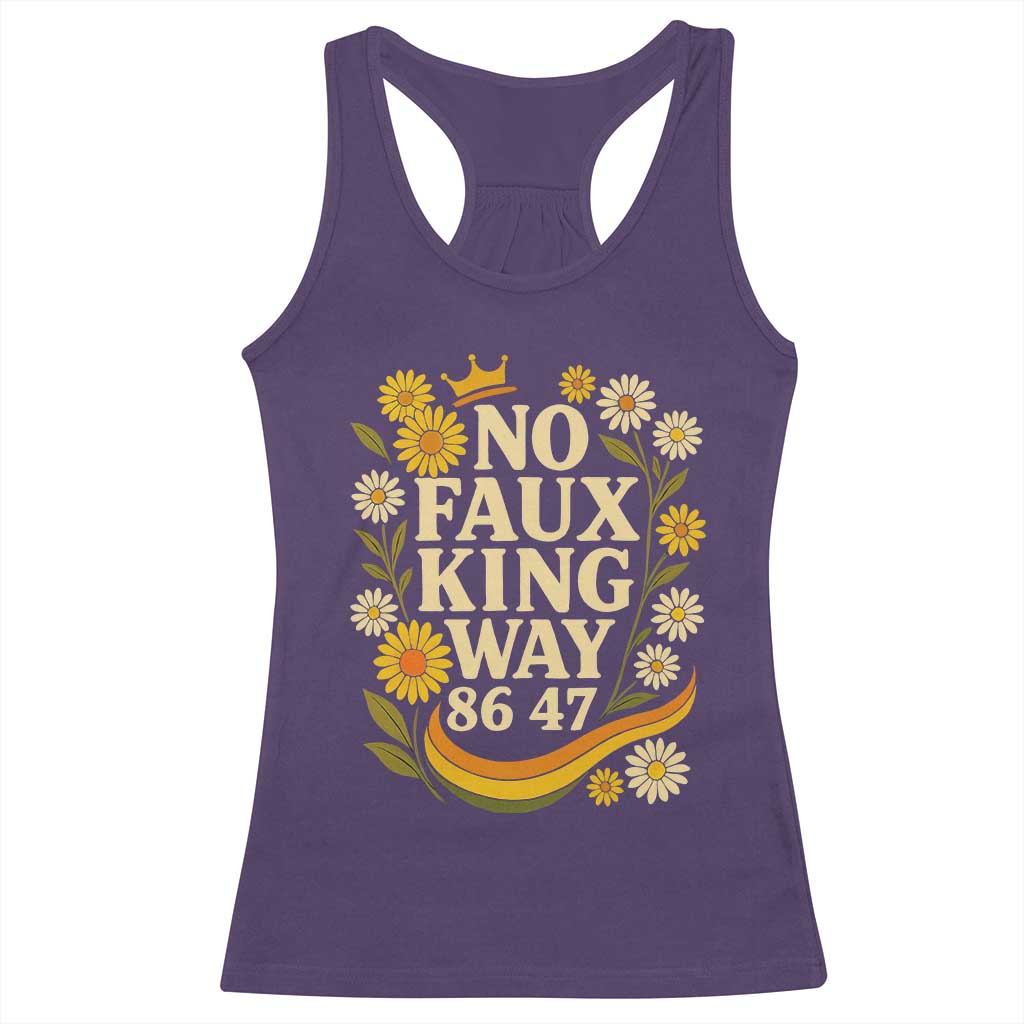 No Faux King Way 8647 Racerback Tank Top Subtle Resist 70s Retro Floral - Wonder Print Shop