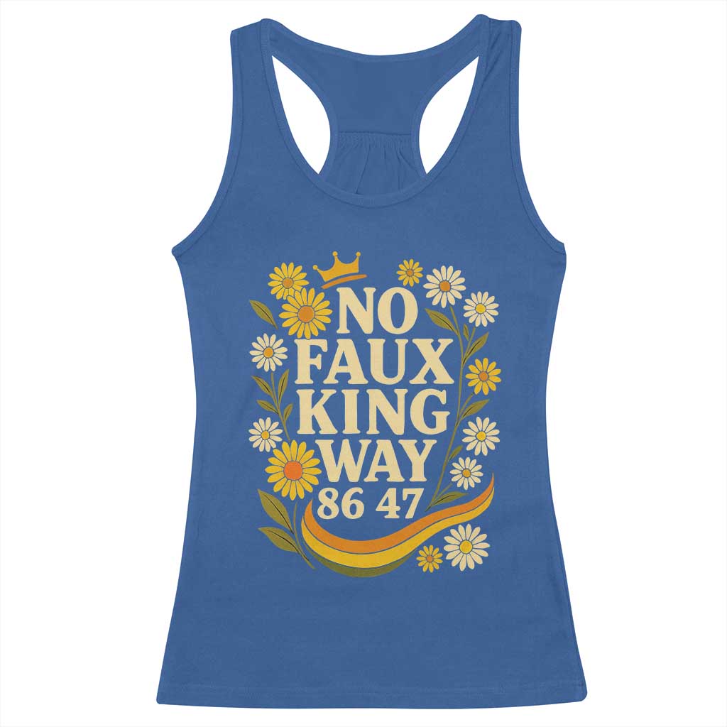 No Faux King Way 8647 Racerback Tank Top Subtle Resist 70s Retro Floral - Wonder Print Shop
