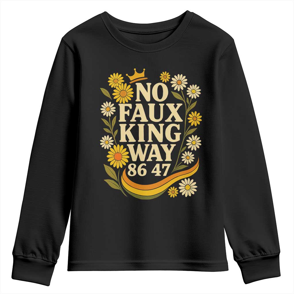 No Faux King Way 8647 Youth Sweatshirt Subtle Resist 70s Retro Floral - Wonder Print Shop