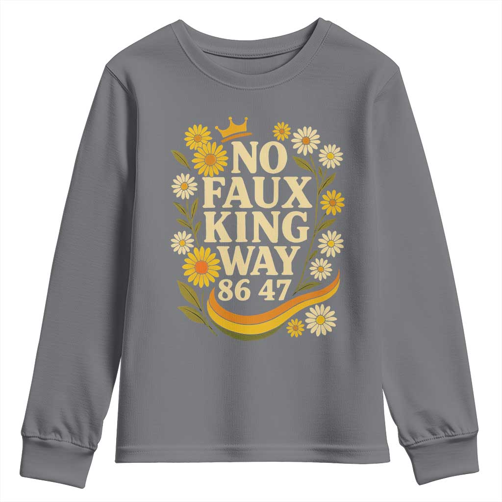 No Faux King Way 8647 Youth Sweatshirt Subtle Resist 70s Retro Floral - Wonder Print Shop
