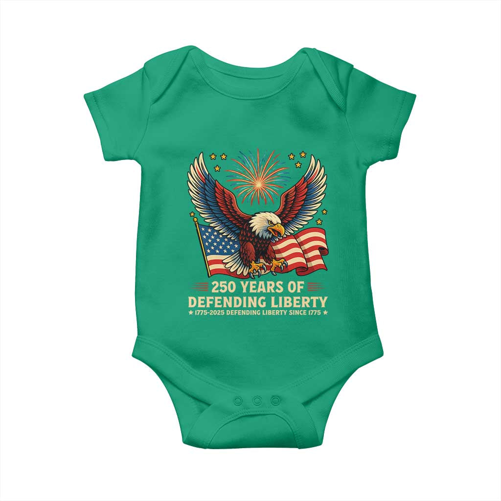 Patriotic Eagle US Army 250th Anniversary Baby Onesie 250 Years of Defending Liberty 1775 2025 - Wonder Print Shop