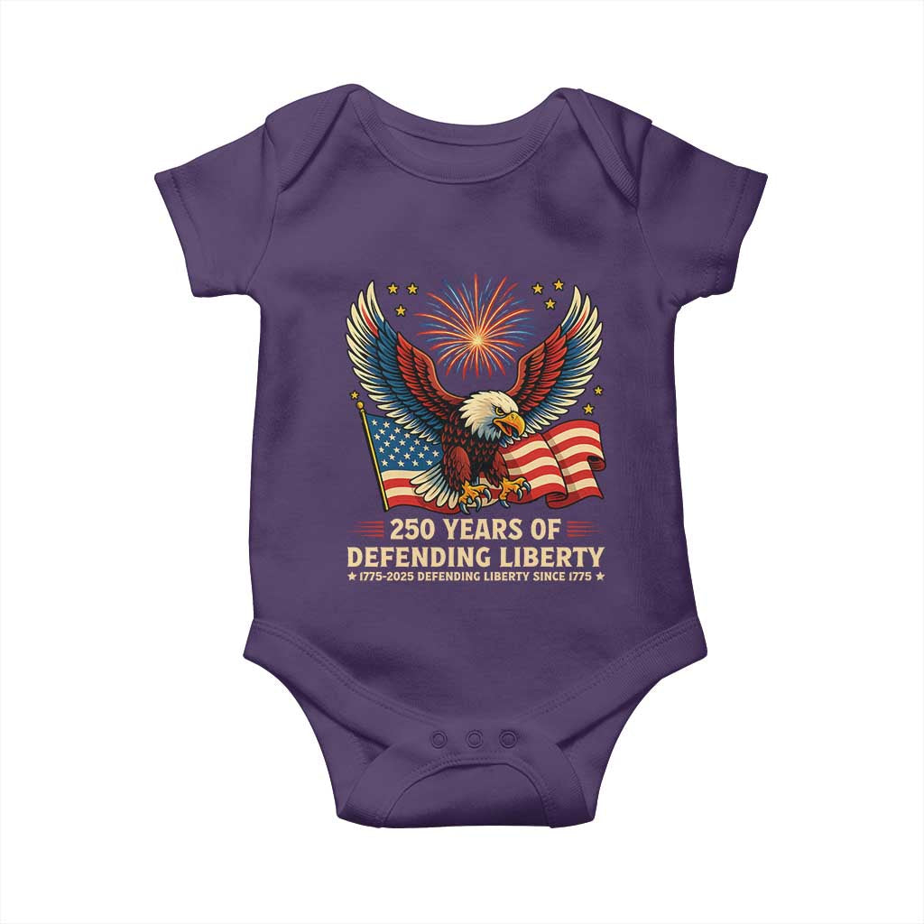 Patriotic Eagle US Army 250th Anniversary Baby Onesie 250 Years of Defending Liberty 1775 2025 - Wonder Print Shop