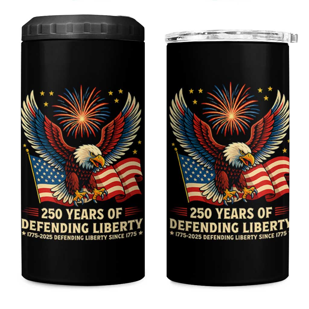 Patriotic Eagle US Army 250th Anniversary 4 in 1 Can Cooler Tumbler 250 Years of Defending Liberty 1775 2025 - Wonder Print Shop