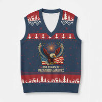 Patriotic Eagle US Army 250th Anniversary V-Neck Knit Sweater Vest 250 Years of Defending Liberty 1775 2025 - Wonder Print Shop
