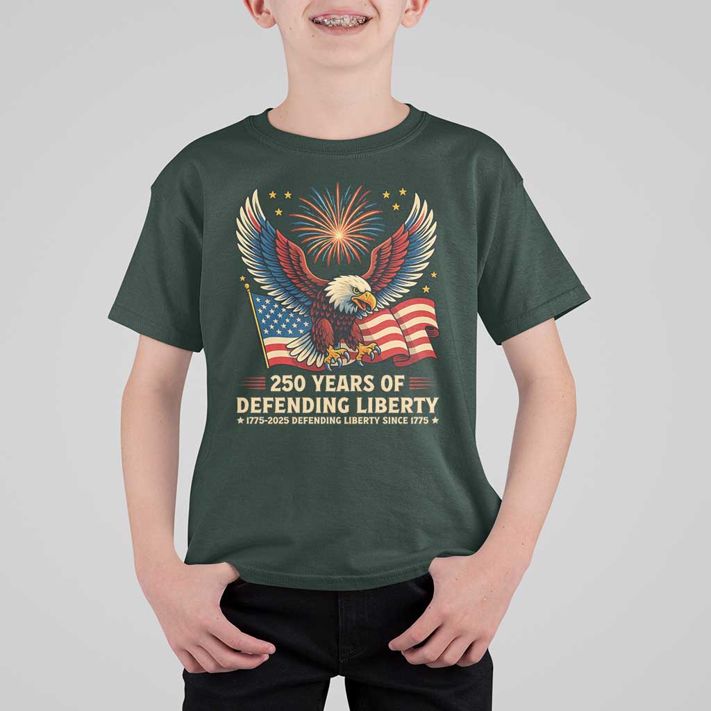 Patriotic Eagle US Army 250th Anniversary T Shirt For Kid 250 Years of Defending Liberty 1775 2025 - Wonder Print Shop