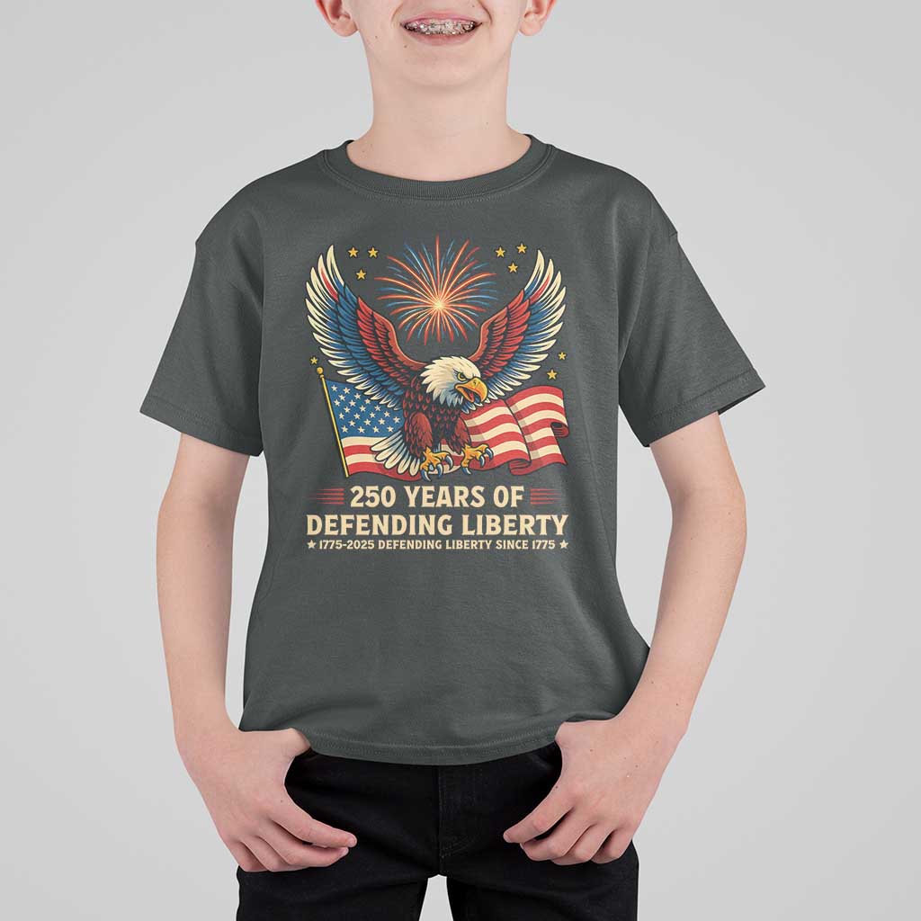 Patriotic Eagle US Army 250th Anniversary T Shirt For Kid 250 Years of Defending Liberty 1775 2025 - Wonder Print Shop