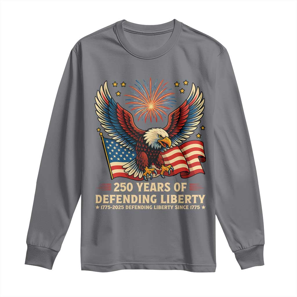 Patriotic Eagle US Army 250th Anniversary Long Sleeve Shirt 250 Years of Defending Liberty 1775 2025 - Wonder Print Shop