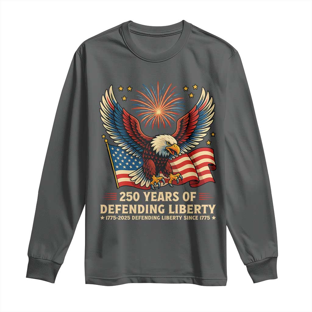 Patriotic Eagle US Army 250th Anniversary Long Sleeve Shirt 250 Years of Defending Liberty 1775 2025 - Wonder Print Shop