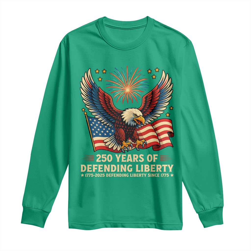 Patriotic Eagle US Army 250th Anniversary Long Sleeve Shirt 250 Years of Defending Liberty 1775 2025 - Wonder Print Shop