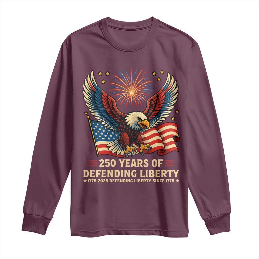 Patriotic Eagle US Army 250th Anniversary Long Sleeve Shirt 250 Years of Defending Liberty 1775 2025 - Wonder Print Shop
