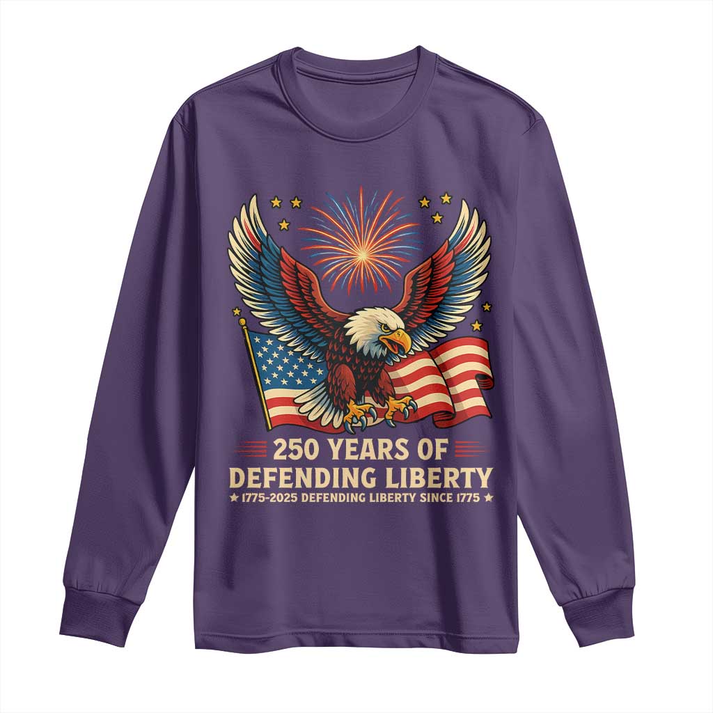Patriotic Eagle US Army 250th Anniversary Long Sleeve Shirt 250 Years of Defending Liberty 1775 2025 - Wonder Print Shop