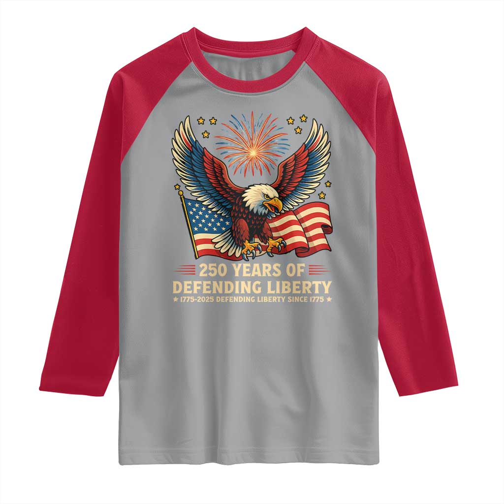 Patriotic Eagle US Army 250th Anniversary Raglan Shirt 250 Years of Defending Liberty 1775 2025 - Wonder Print Shop