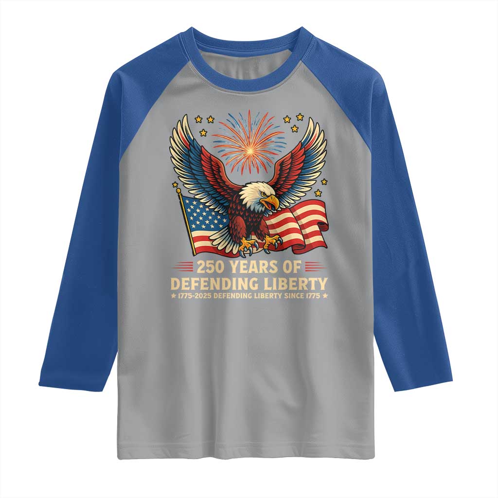 Patriotic Eagle US Army 250th Anniversary Raglan Shirt 250 Years of Defending Liberty 1775 2025 - Wonder Print Shop