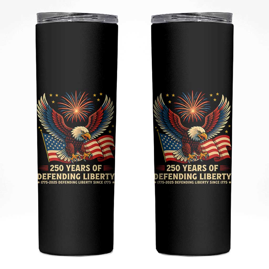 Patriotic Eagle US Army 250th Anniversary Skinny Tumbler 250 Years of Defending Liberty 1775 2025 - Wonder Print Shop