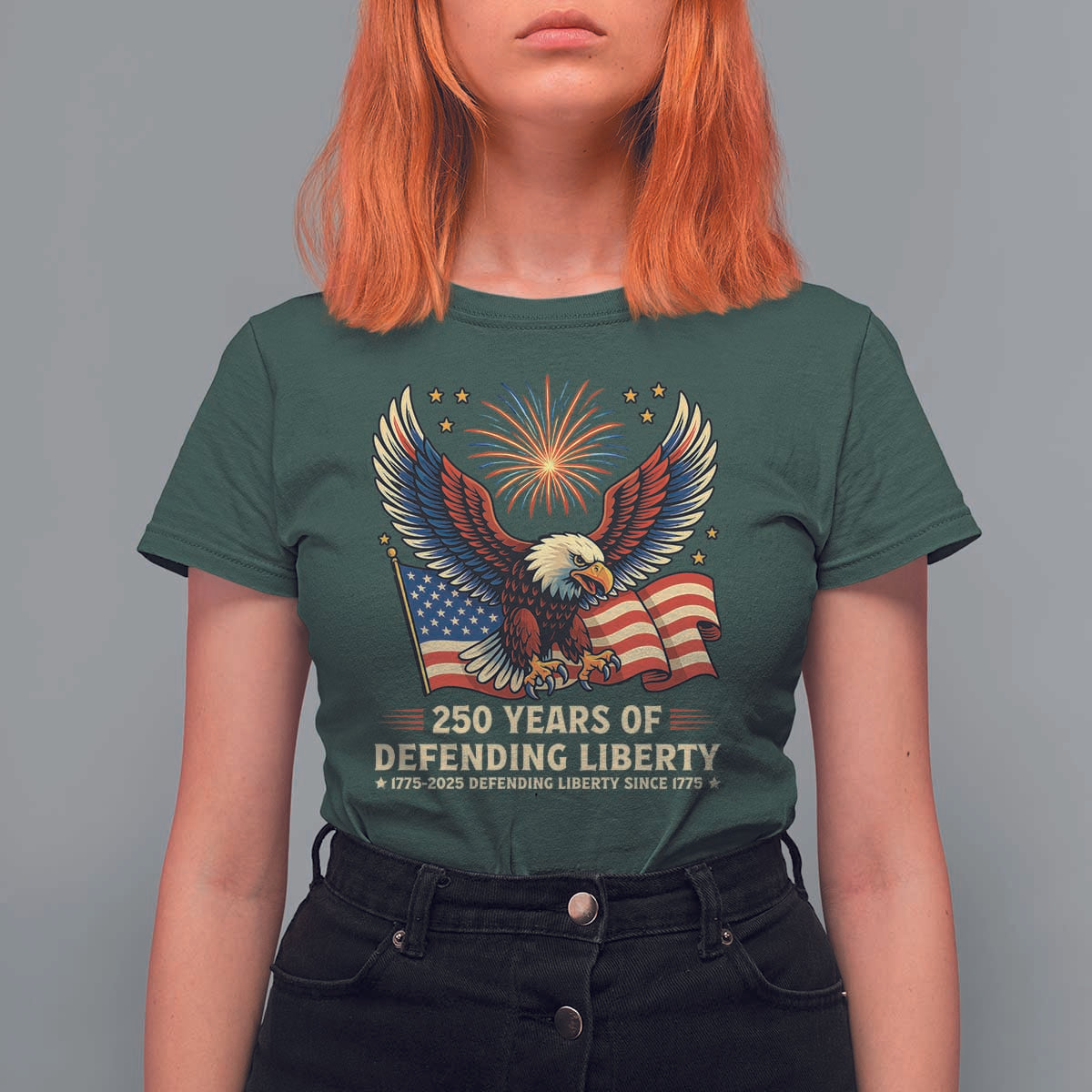 Patriotic Eagle US Army 250th Anniversary T Shirt For Women 250 Years of Defending Liberty 1775 2025 - Wonder Print Shop