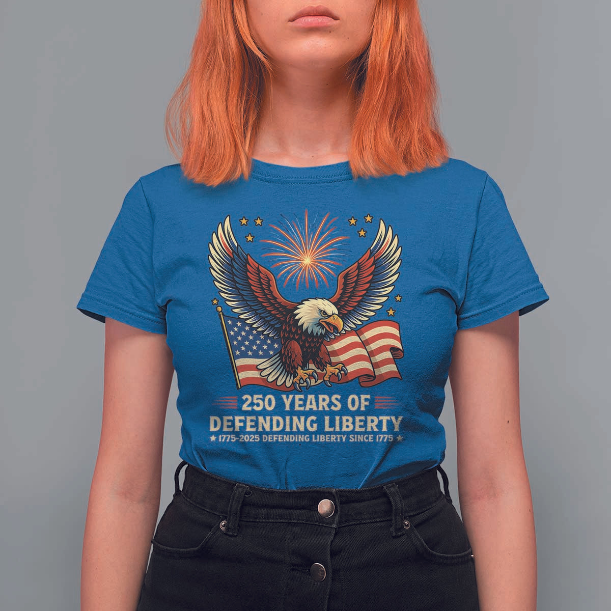 Patriotic Eagle US Army 250th Anniversary T Shirt For Women 250 Years of Defending Liberty 1775 2025 - Wonder Print Shop
