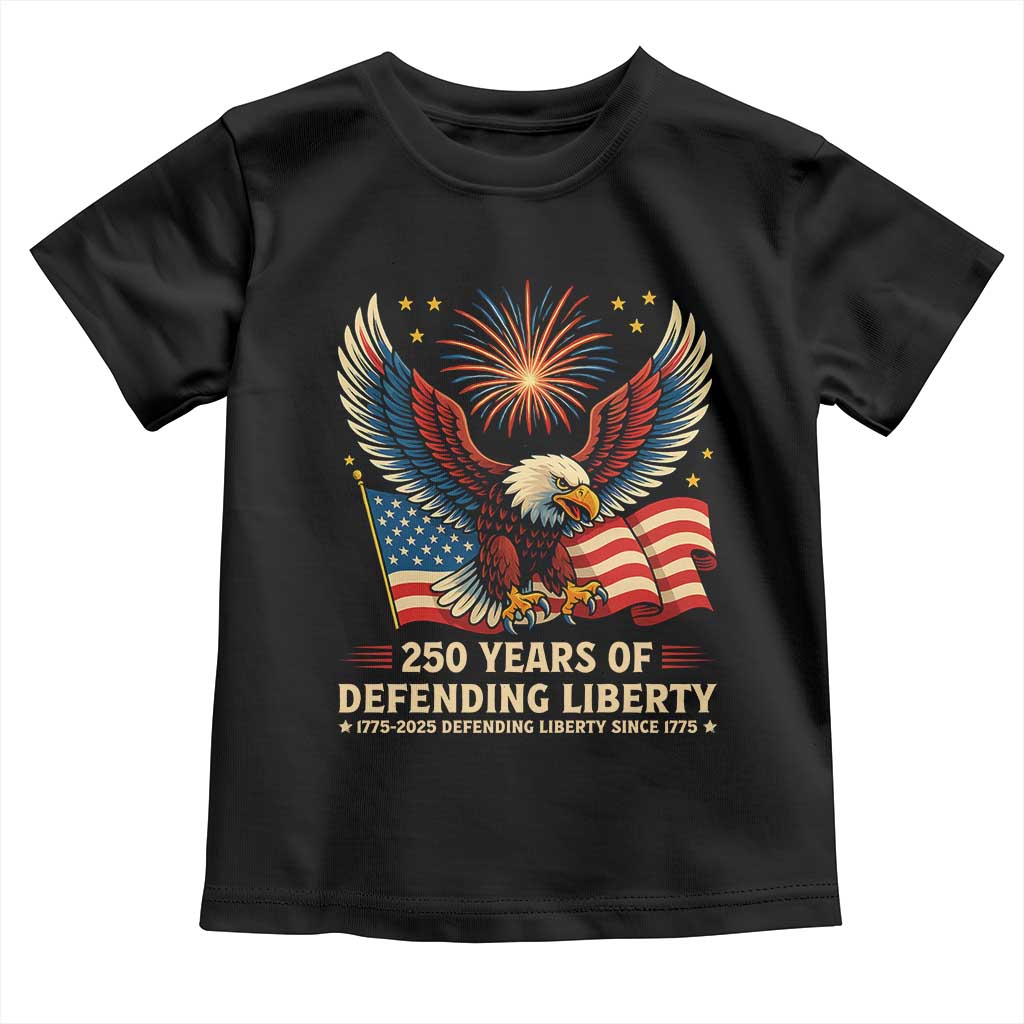 Patriotic Eagle US Army 250th Anniversary Toddler T Shirt 250 Years of Defending Liberty 1775 2025 - Wonder Print Shop