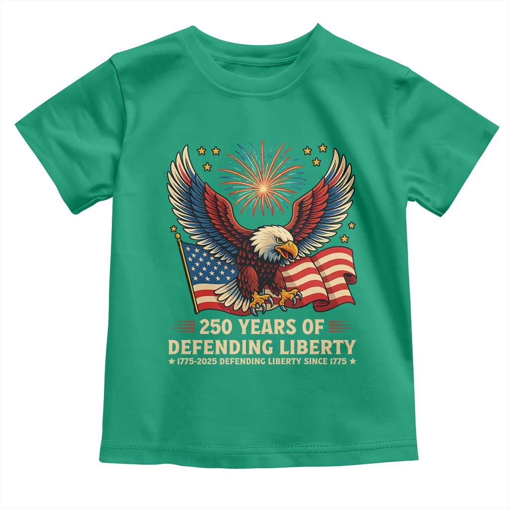Patriotic Eagle US Army 250th Anniversary Toddler T Shirt 250 Years of Defending Liberty 1775 2025 - Wonder Print Shop