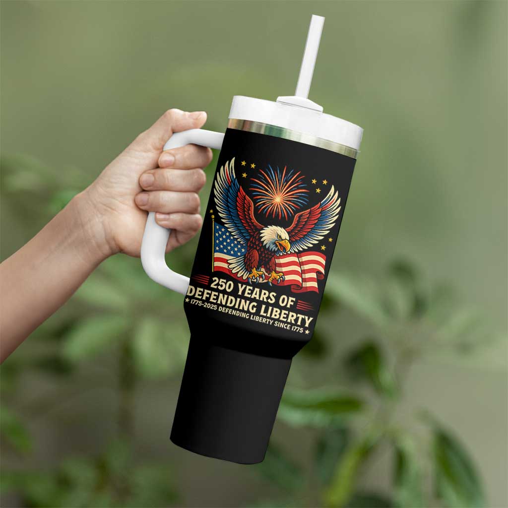 Patriotic Eagle US Army 250th Anniversary Tumbler With Handle 250 Years of Defending Liberty 1775 2025 - Wonder Print Shop