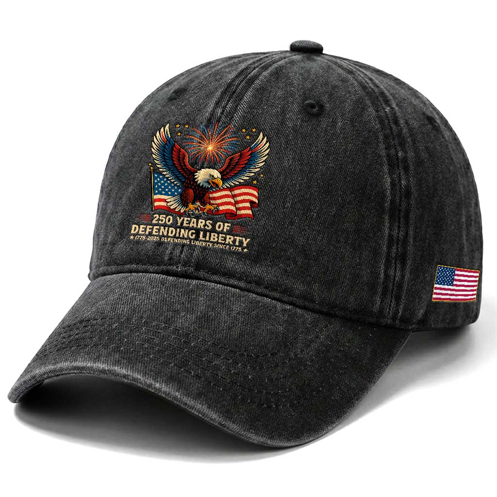 Patriotic Eagle US Army 250th Anniversary Washed Cotton Baseball Cap 250 Years of Defending Liberty 1775 2025