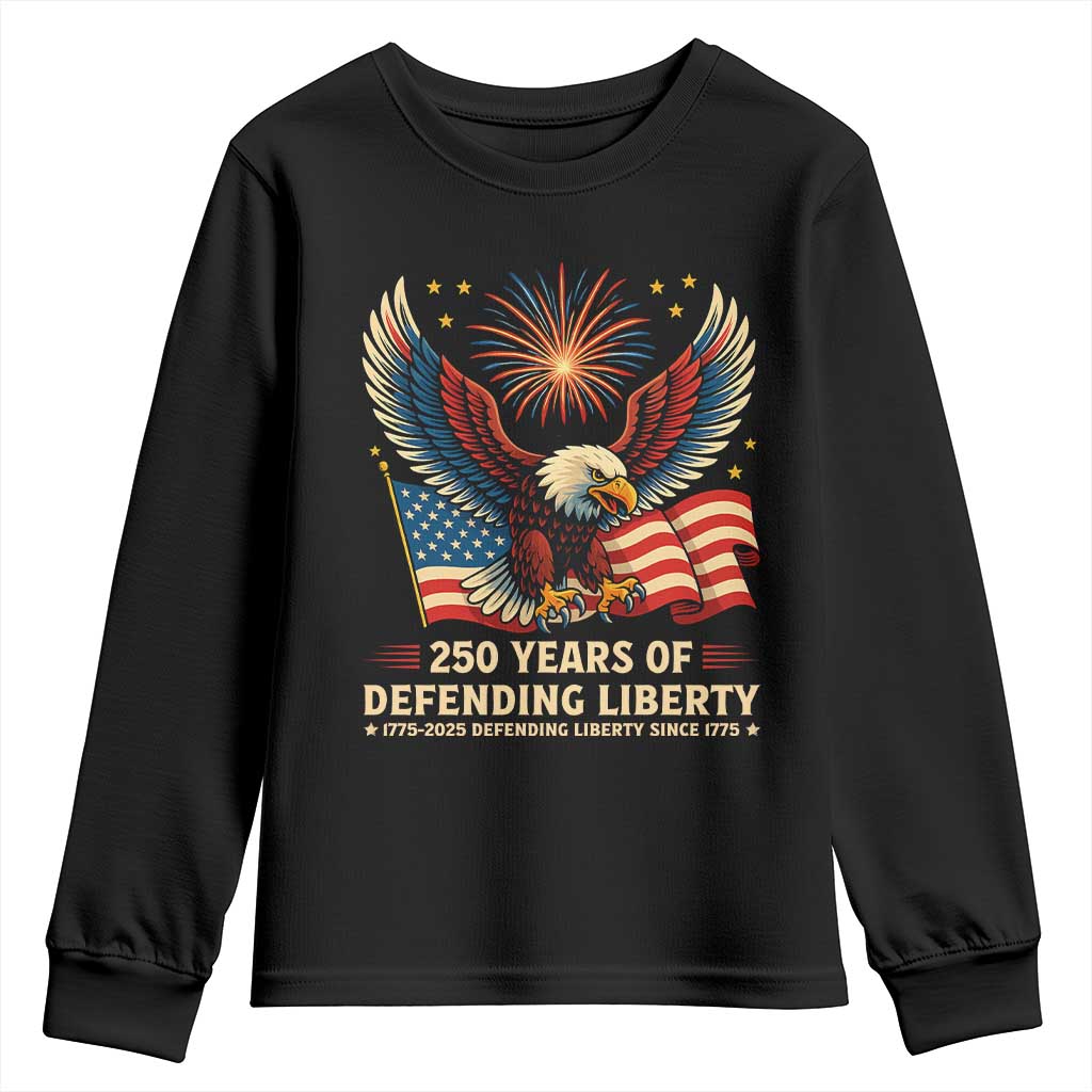 Patriotic Eagle US Army 250th Anniversary Youth Sweatshirt 250 Years of Defending Liberty 1775 2025 - Wonder Print Shop