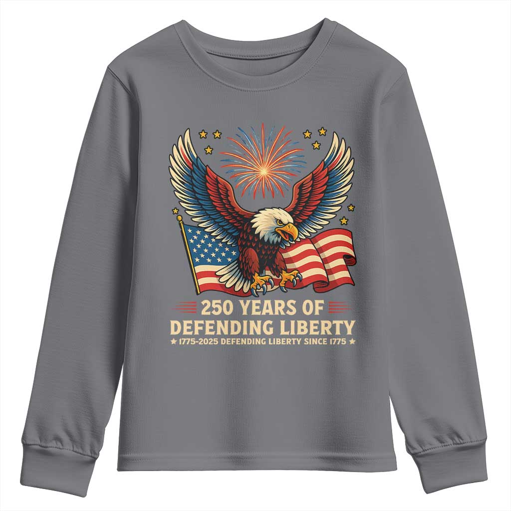 Patriotic Eagle US Army 250th Anniversary Youth Sweatshirt 250 Years of Defending Liberty 1775 2025 - Wonder Print Shop