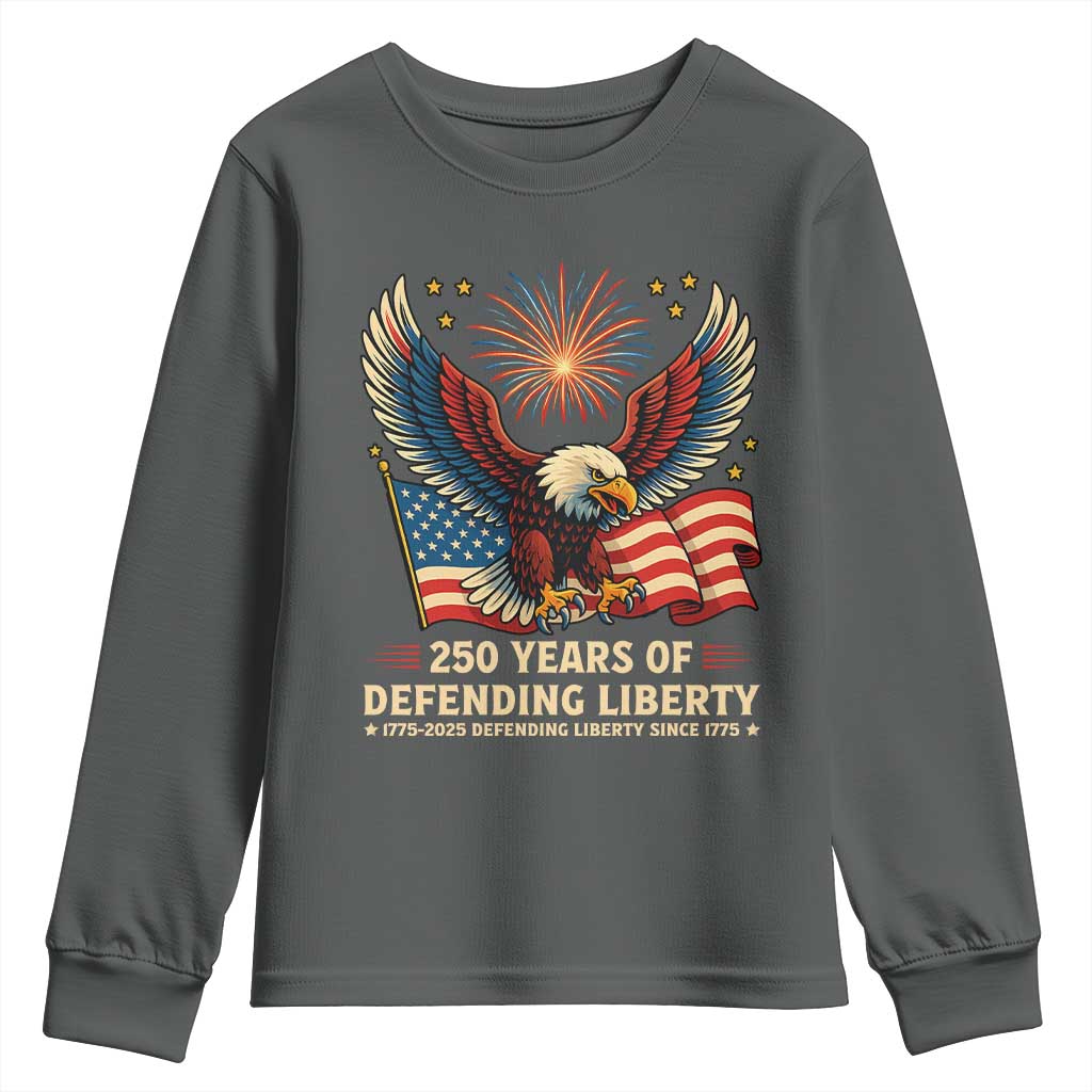 Patriotic Eagle US Army 250th Anniversary Youth Sweatshirt 250 Years of Defending Liberty 1775 2025 - Wonder Print Shop